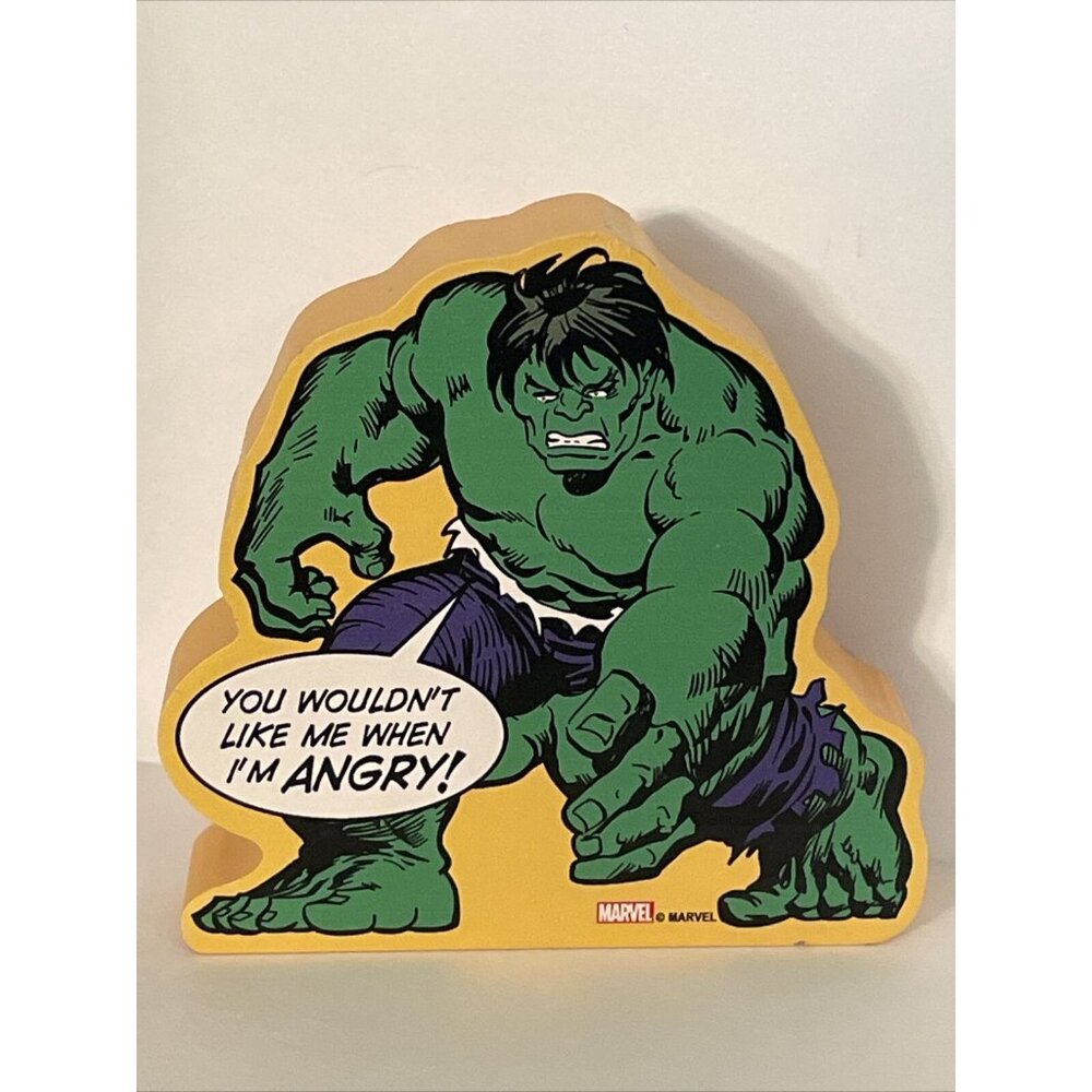Incredible Hulk Wood Block Wall Hanging Approximately 4.5" Tall Marvel